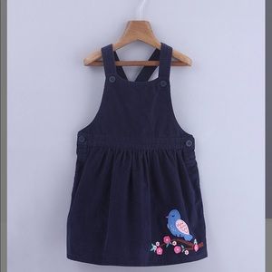 Girls Coduroy Navy dungaree dress - 7 yrs back to school!!